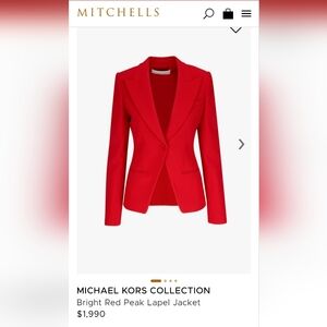 Michael Kors Collection Red Peak Lapel Jacket Size 4 Womens